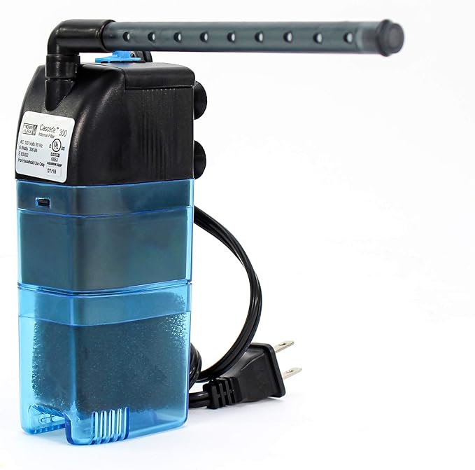Penn-Plax Cascade 300 Fully Submersible Internal Filter – Provides Physical, Biological, and Chemical Filtration for Aquariums and Turtle Tanks