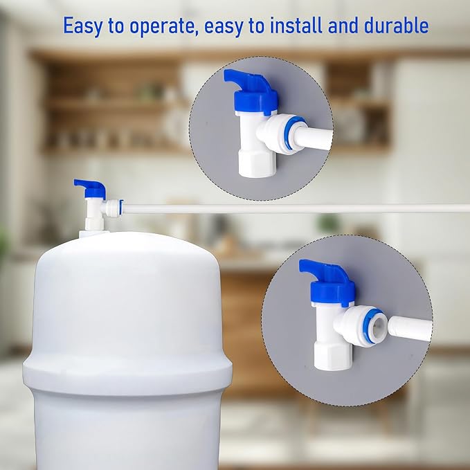 Elbow 1/4-Inch Female x 3/8-Inch Tank Ball Valve Quick Connect Fitting Aquarium RO Water Filter Pack of 5