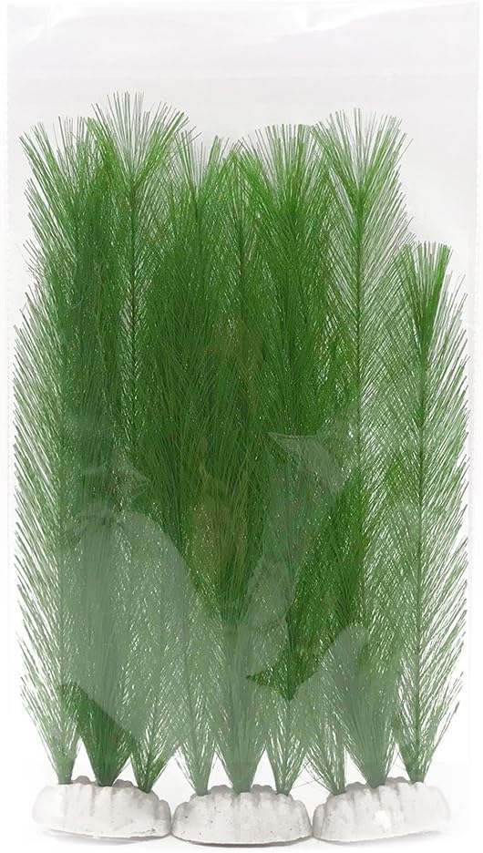 Aquarium Decorations 3Pcs Fish Tank Artificial Green Water Plants Made of Silk Fabrics Plastic
