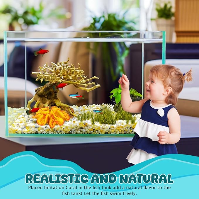Didiseaon Artificial Coral Reef Aquarium Decor 5.11In Resin Fish Tank Decoration for Freshwater Saltwater Fish Tank Accessories Natural-Looking Reef Ornament