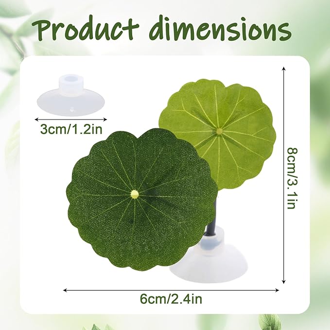6 Pcs Betta Leaf Hammock with Suction Cups, Realistic Plastic Lotus Leaf Pad Natural Habitat Fish Tank Accessories Decor Aquarium Plants for Betta Bed Fish Breeding Resting Spawning Ground