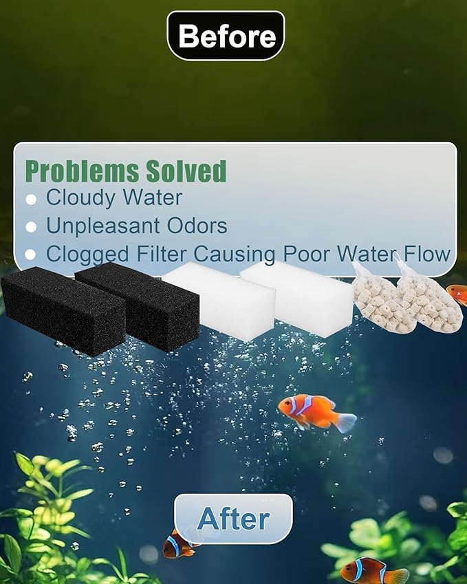 2 Set of 3-Stage Filtration Replacement for Fluval AquaClear 110/500 Filter Media Kit with Ceramic Media, Carbon, Foam, Filter Media Kit for 60-110 Gallon Fish Tank Aquariums