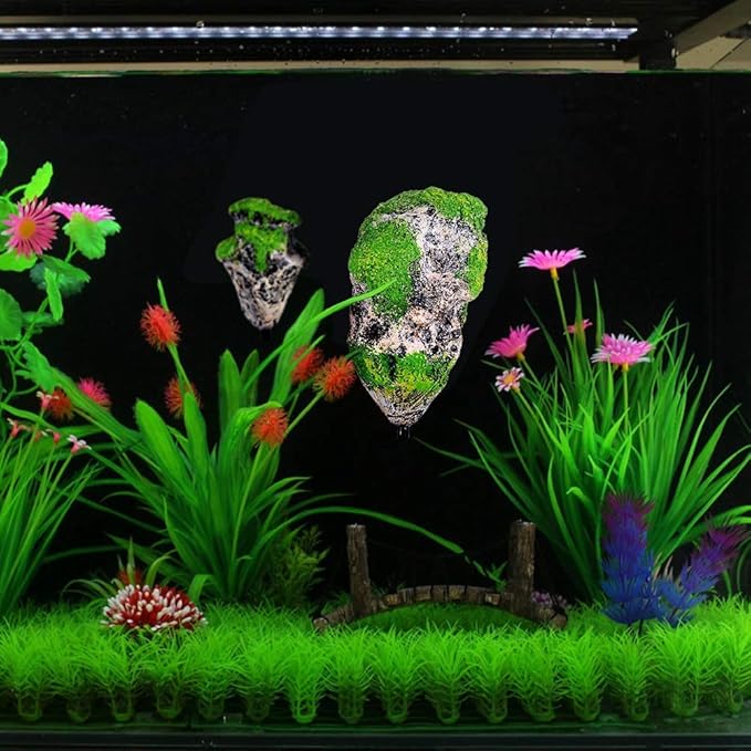 Zerodis Artificial Suspended Rock,Floating Moss Rocks Resin Stone Decorations Flying Suspended Stone Decoration(S)
