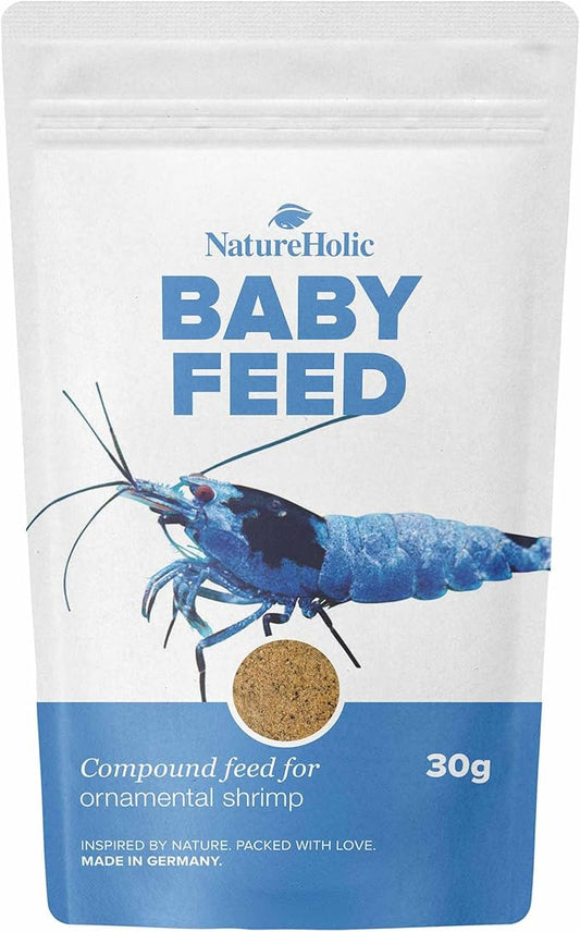 NatureHolic - Baby Shrimp Food, Breeding Food for Shrimp Babies, Made in Germany, Promotes Healthy Growth, Free from Fish Meal and Low-Quality Animal Meals