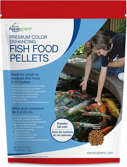 Aquascape Premium Color Enhancing Fish Food Pellets for Pond, Koi, Goldfish and More (2.2 lbs / 1 kg)