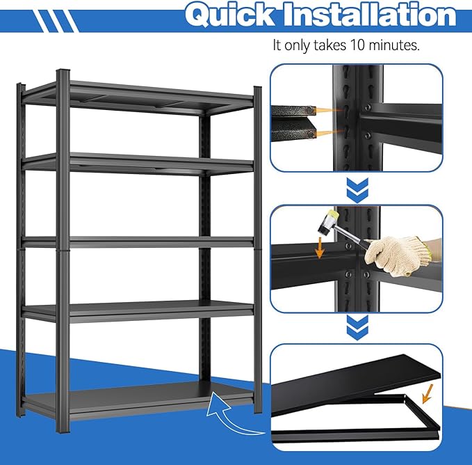 Aquarium Stand Fish Tank Stand 1600LBS Storage Shelves Heavy Duty Adjustable Metal Shelving Display Shelves Utility Shelf for Turtle Tank, Reptile Terrarium, 54"H × 23.6"W × 13.8"D, Black