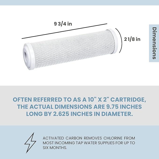 Aquatic Life 10-Inch Pre Carbon Block Replacement Filter Cartridge for RO-DI System Units for Aquarium