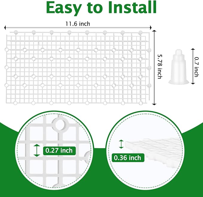 12pcs Aquarium Fish Tank Divider Filter Bottom with Bracket, Plastic Egg Crate Grid (11.6X5.7inch) for Fish Tank Separation, Bottom Filtration & DIY Aquascaping (White, 72 Brackets)