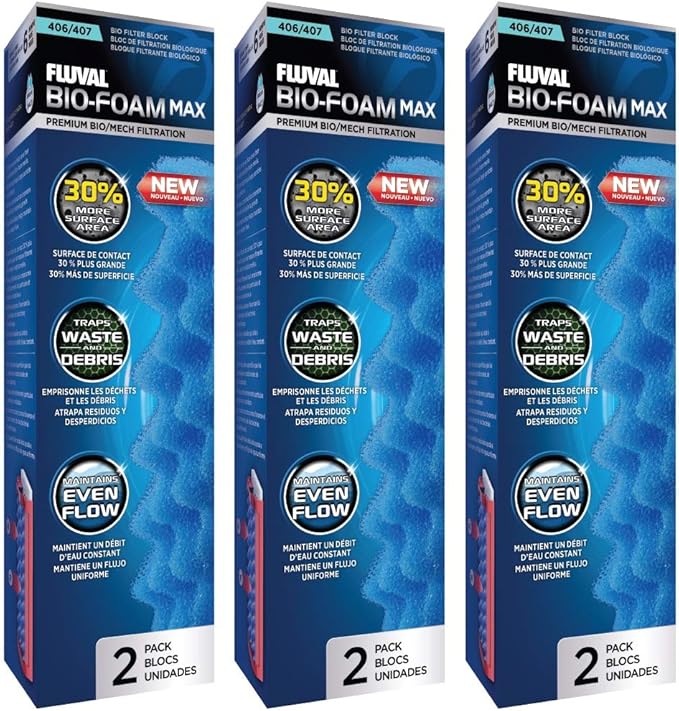 FV Fluval 6 Pack of Bio-Foam Max Media for Fluval 406 and 407 Aquarium Filters