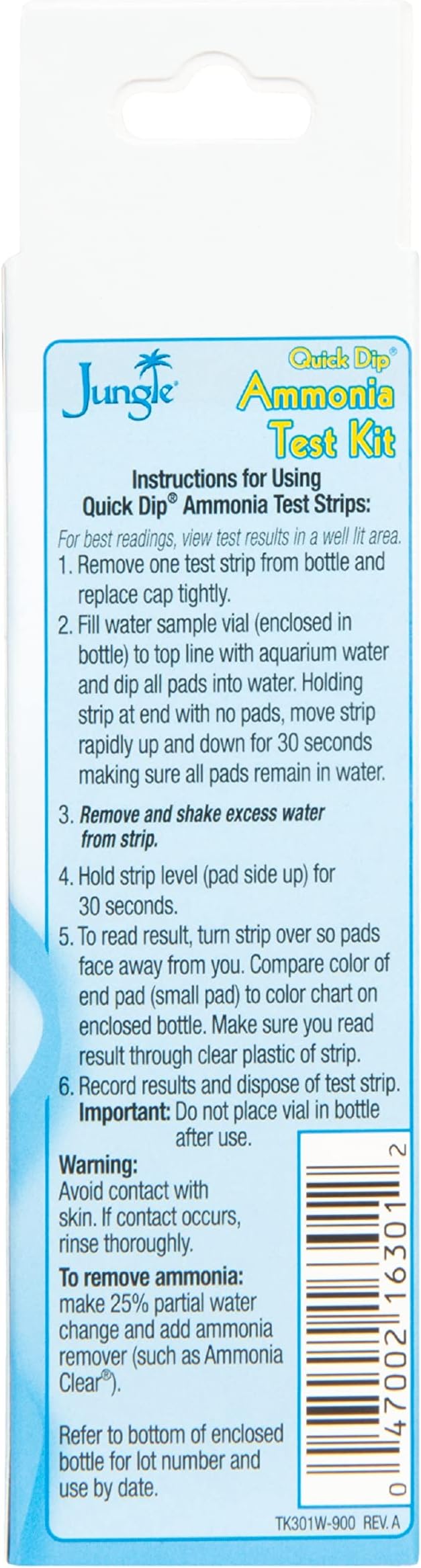 Jungle TK301W Quick Dip Ammonia Test Strips, 25-Pack