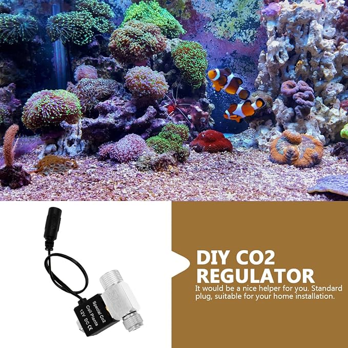 Sosoport Aquarium CO2 Solenoid Valve Low Temperature Magnetic Valve DIY CO2 Regulator with US Plug Compact Fish Tank Accessory