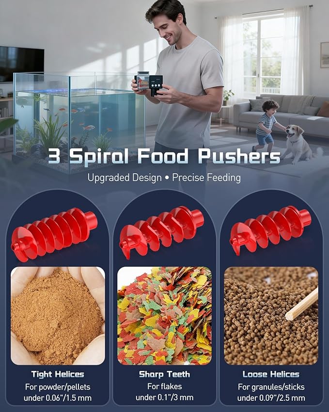 Pawfly Automatic Fish Feeder for Aquarium, 200/450 mL Auto Fish Feeder Automatic Dispenser, Adjustable Auto Fish Food Dispenser with Timer, Fish Food Vacation Feeder, Battery Operated (Not Included)