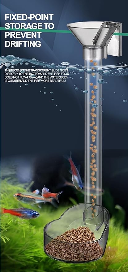 Shrimp Feeder & Fish Feeder – Aquarium Fish Feeding Dish & Tube, Automatic Fish Feeder with Dual Floating Ring Design for Betta Fish Tanks & Accessories