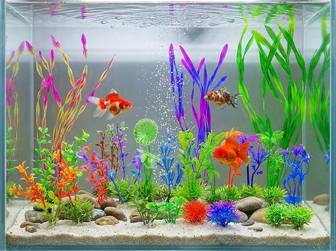 25pcs Aquarium Decor Plants,Fish Tank Accessories Aquarium Artificial Plants, Fish Tank Decorations Plants, Small to Large