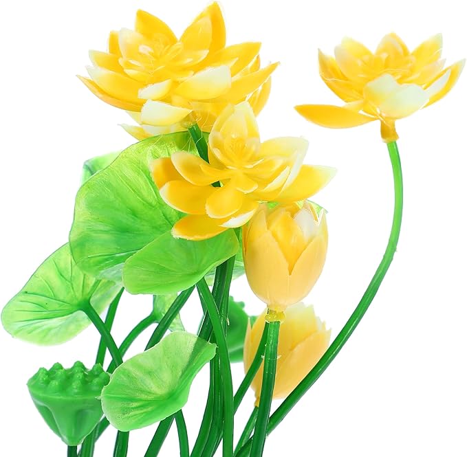 VOCOSTE 1pcs Fish Tank Aquarium Decorations Plants, Mini Aquarium Decorations PE Ceramics Plants for Aquarium Decorations, Yellow 8.27"
