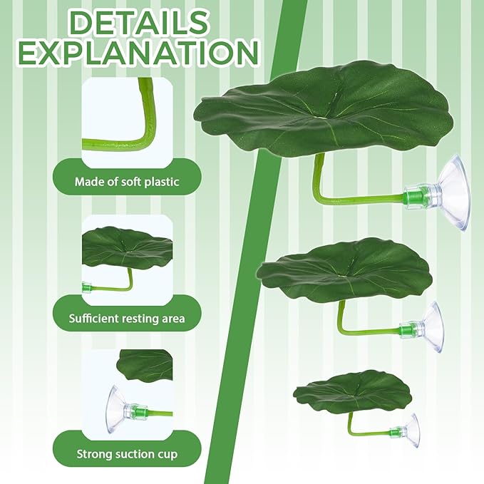 3PCS Betta Fish Leaf Hammock, Soft Aquarium Decor Plastic Plants, Betta Hammock Bed with Suction Cups, Fish Tank Decoration for Sleeping Hiding Playing – Natural Green Lotus Leaf Design