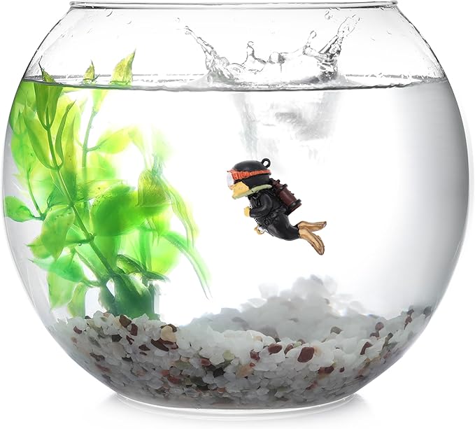 Diver Aquarium Decorations, Floating Diver Fish Tank Decorations, Floating Cartoon Diver Decor, Fun Floating Fish Decoration, PVC Diver Decoration, Black, 1 Set