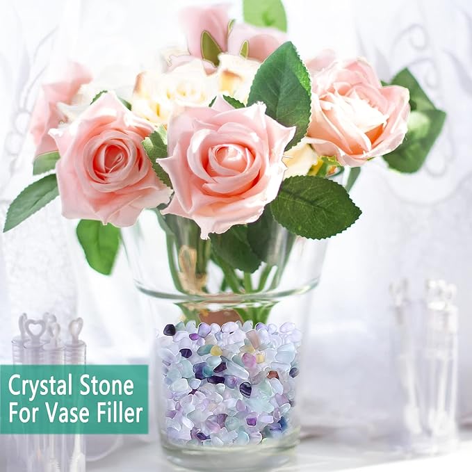 MAIBAOTA Natural Multicolor Fluorite Crystal Quartz Rocks Chips Vase Filler Rocks for Succulent Plant Small Fish Tank Aquarium Gravel Decorative Pebbles Stones(200 gram)