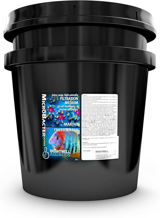 Brightwell Aquatics "MicroBacter Lattice-XL", Extra Large sized, High-Porosity Natural Filtration Media for Aquariums, 20 Liter