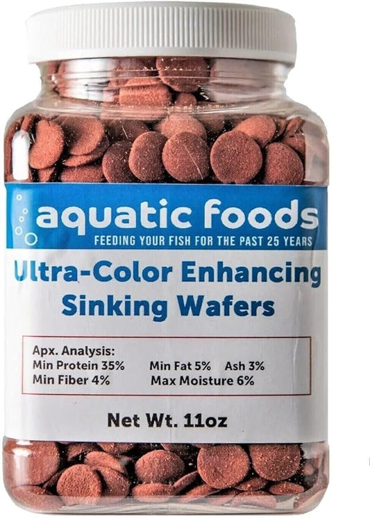 Ultra-Color Enhancing 12mm - 1/2" Small Sinking Wafers for Bottom Fish, Shrimp, Snails, Crabs, Crayfish, All Tropical Fish...11oz Small Jar