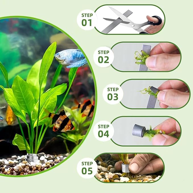 52Pcs Aquarium Plant Weights for Fish Tank - Aquarium Plant Anchors Live Plants Fixed Ring Base, Weighted Blocks to Hold Aquatic Live Plants Underwater