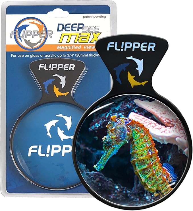 Flipper DeepSee 5" Magnetic Aquarium Viewer – Optical-Grade Magnifying Lens for Glass & Acrylic Tanks up to 5/8" Thick – Hands-Free Underwater Viewing for Fish, Corals & Aquarium Photography – Black