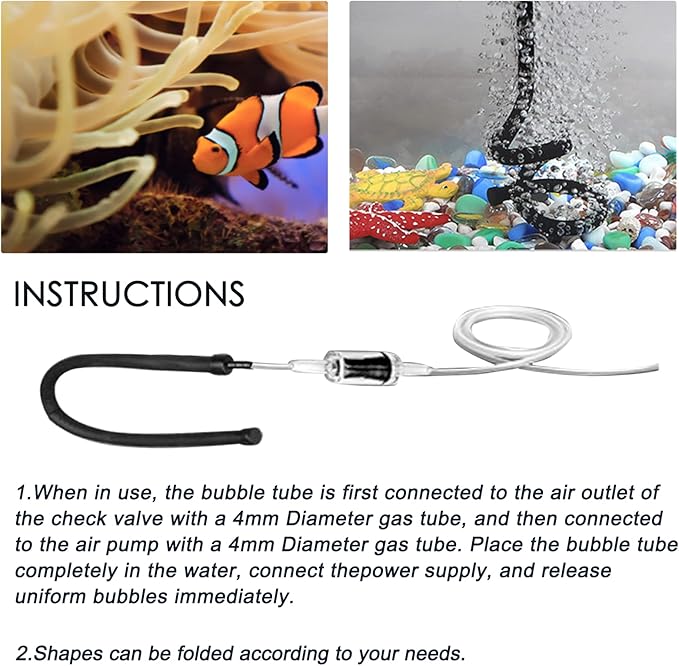 Waziaqoc Bubble Wall Air Diffuser, Aquarium Wall Air Curtain Tube Rubber Bendable Hose for Fish Tank, 90cm/36 Double Head