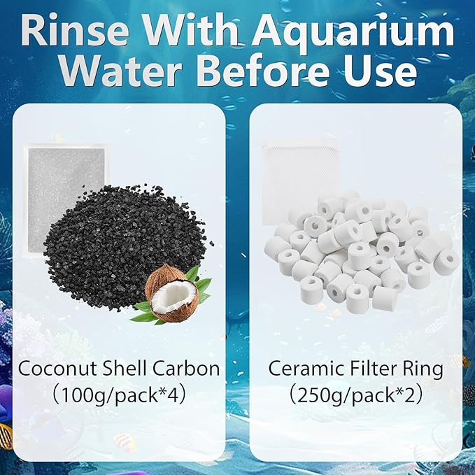 30 Pack Replacement Filter Media Kit Compatible with Fluval 406/407 Aquarium Filters, Including Bio Ceramic Rings, Activated Carbon, Blue, White & Black Bio Foam Value Pack