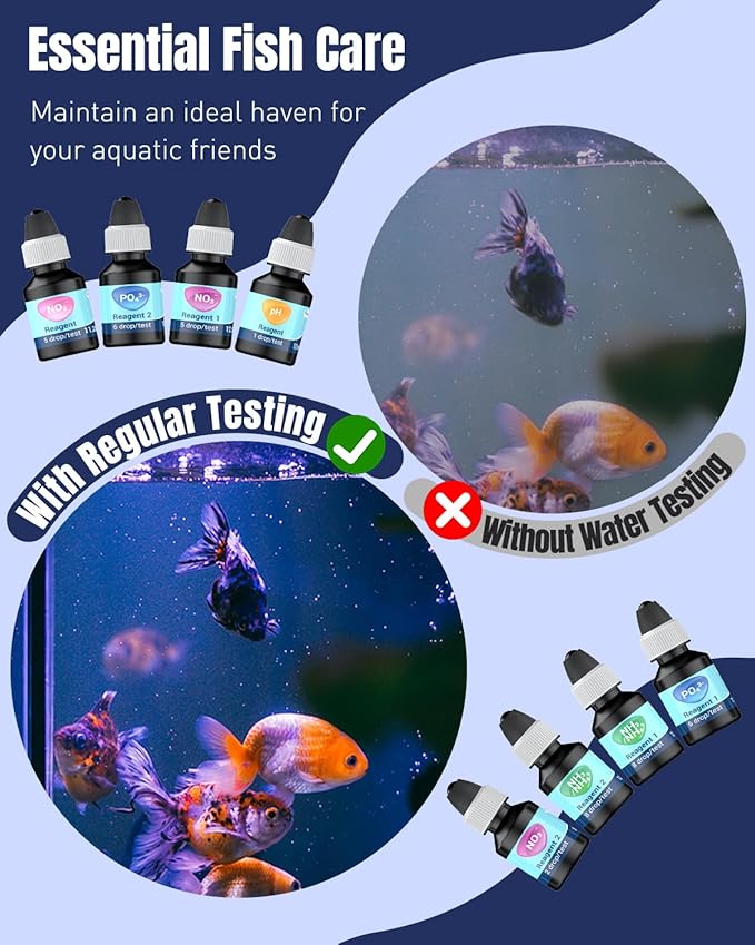 Pawfly 5 in 1 Aquarium Water Master Test Kit, Aquarium Water Test Kit Fish Tank Water Testing Kit for pH Nitrite Nitrate Ammonia & Phosphate, Aquarium Test Kit for Freshwater & Saltwater Fish Tanks