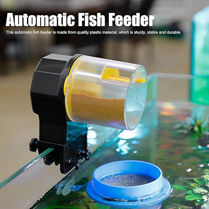 Yosoo Automatic Fish Feeder, Dry Granular Flake Food for Fish (Yellow)
