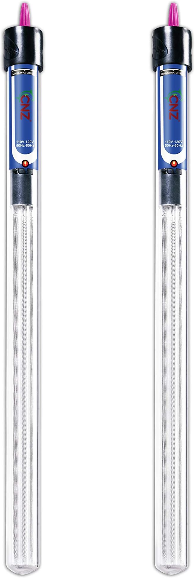 CNZ Aquarium Quartz Glass Submersible Heaters (300-watt, 2-Pack)