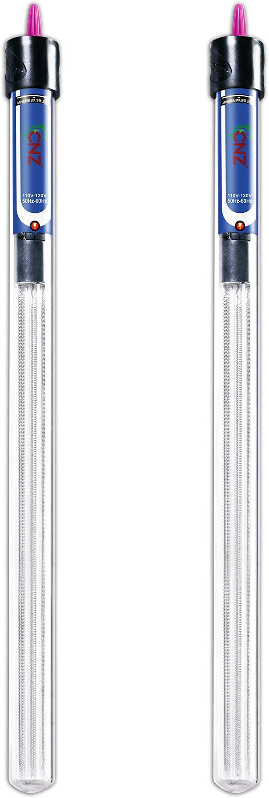 CNZ Aquarium Quartz Glass Submersible Heaters (300-watt, 2-Pack)