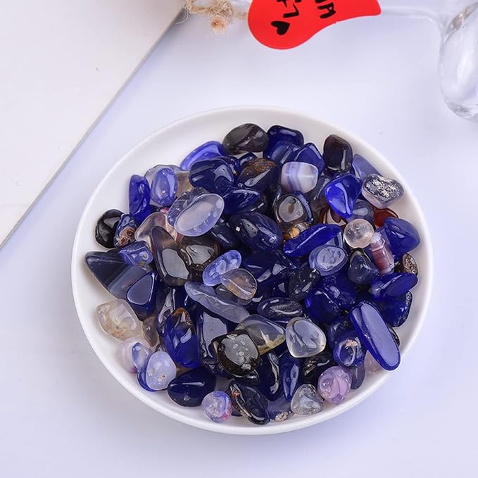 50/100g Natural Stones Gravel Crystals Chip Quartz Minerals Tumbled Agates Specimen Home Aquarium Decor,Blue Agate,50g