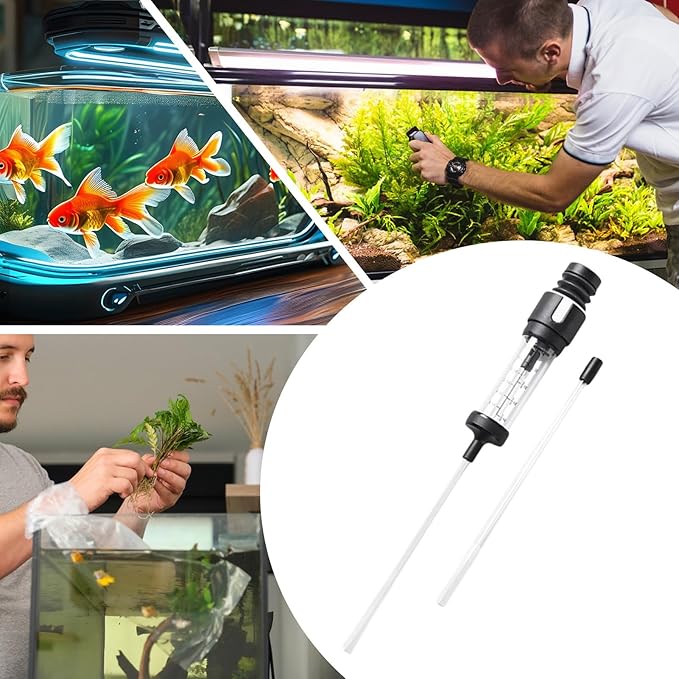 Aquarium Vacuum, Gravel Cleaner, 1.57x6.3 Inches Manual Pump Tool Suction Filter with Waste Remover Function, Ideal for Fish Tank Cleaning, Turtle Ponds, Freshwater Maintenance