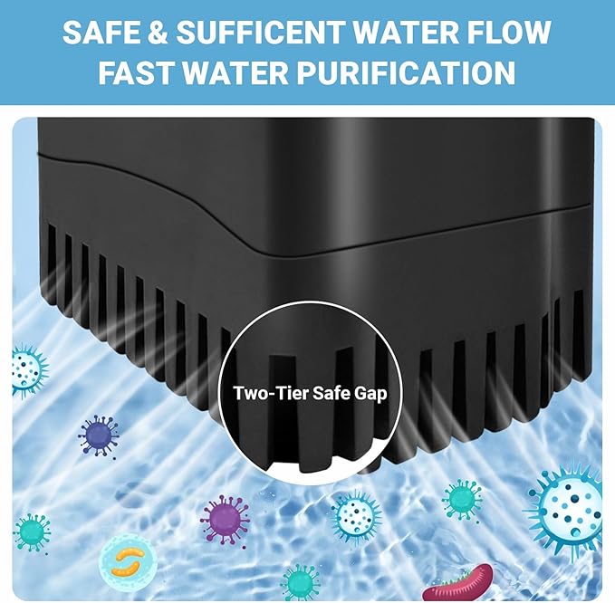 GOZILLA 148GPH Turtle Tank Filter 8W Adjustable Water Flow, Aquarium Filter for Low Water Level Tank, Turtle Filter Quiet Waterfall Fish Tank Filter for 10-30 GAL. (Black)