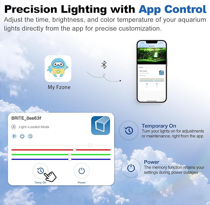 FZONE Aquarium Light for Plants, 60W LED Fish Tank Light for 35-43", Full Spectrum with APP Control, Timer & Sunrise/Sunset (Light 90)