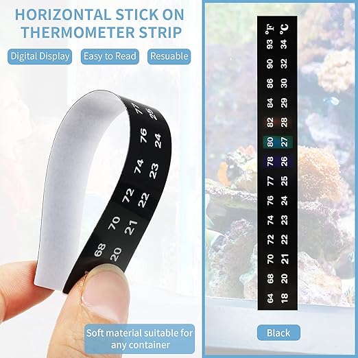 6 Pieces Horizontal Stick On Thermometer Strip Horizontal Thermometer Stickers Digital Temperature Display for Fermenting, Brewing, Wine, Beer, Kombucha Aquariums, 64-93°F (18-34°C) Adhesive Sticker