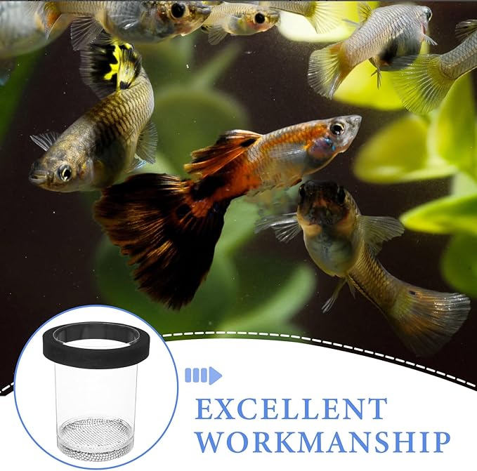 Ipetboom Floating Fish Breeding Box for Aquarium Tank - Plastic Hatching Box with Mesh Net for Baby, 5.9 X 3.9 X 3.9 in