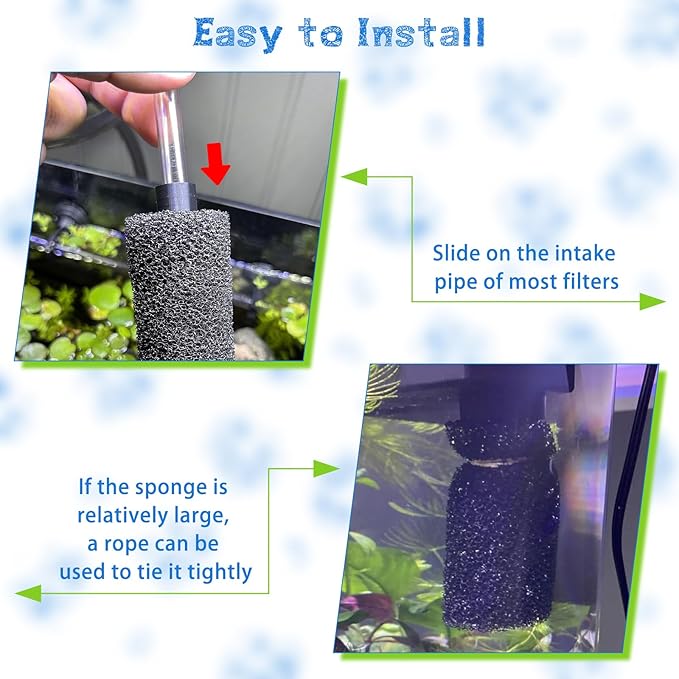 Sankoly 12 Pieces Aquarium Filter Sponge 0.8" Intake Shrimp Filter Coarse Sponge Filter for Aquarium Fish Tank, Protect Fish Fry and Shrimp, Black