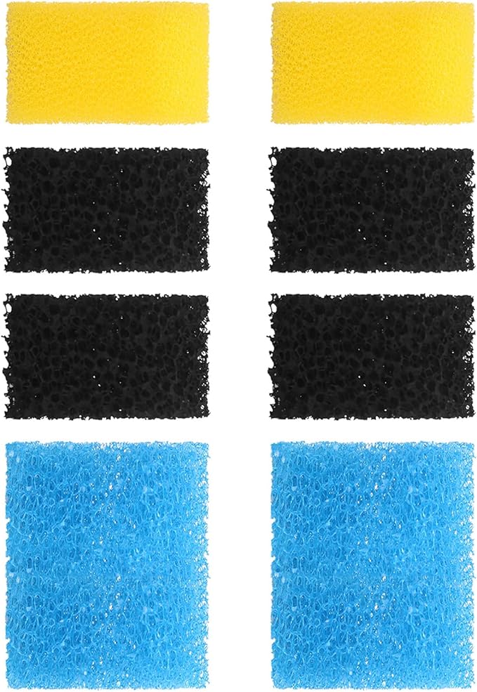 AquaMiracle Aquarium Filter Replacement Sponge, Fish Tank Filter Replacement Parts, Including 2 x Coarse Sponge, 2 x Fine Sponge & 4 x Carbonized Sponge, for 40-150 Gallon (for Model: HCF-314F)
