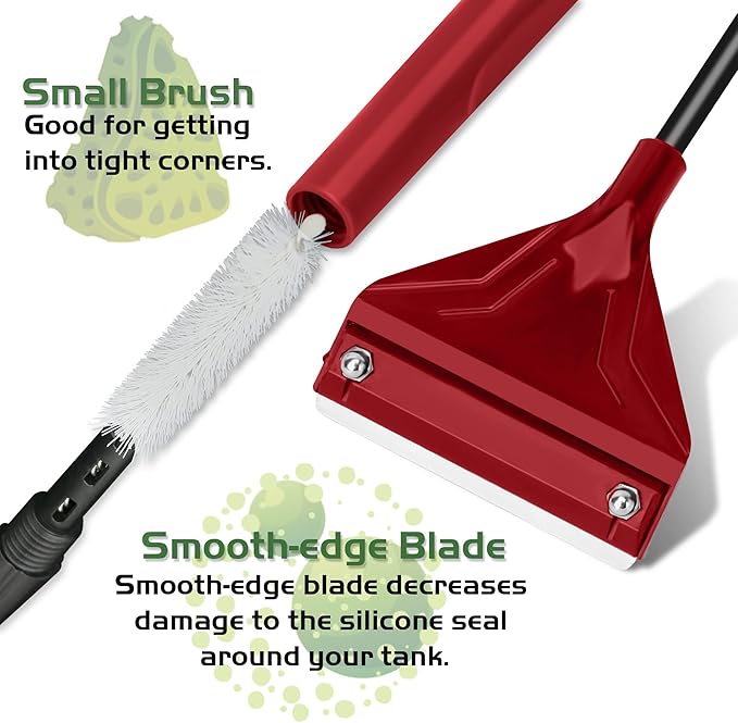 Magnetic Aquarium Fish Tank Glass Cleaner Scrubber Clean Brush & 24.5’’ Professional Algae Scraper, Aquarium Blade Cleaner