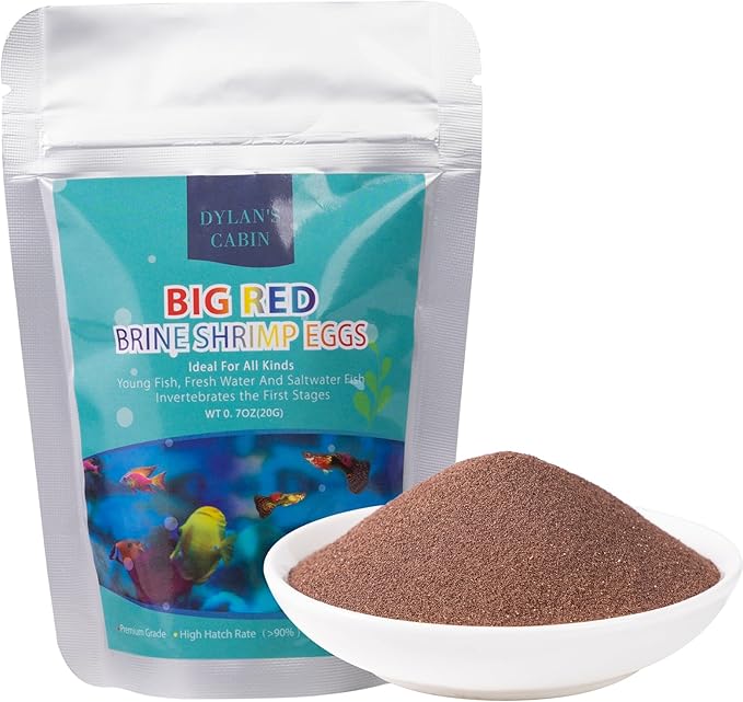 Dylan's cabin Brine Shrimp Eggs Fish Food - 90% Hatch Rate for Aquatic Foods Baby Aquarium Fish Freshwater Saltwater Marine Tank Hatchery Fry 20G