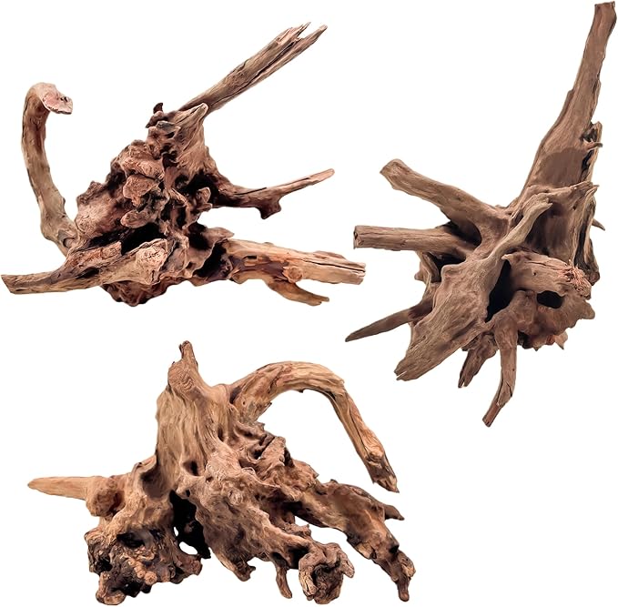 Kaiyuan Dynasty Natural Aquarium Driftwood Reptile Drift Wood Branches Driftwood Branches for Fish Tank Terrariums 6-10" 3Pcs