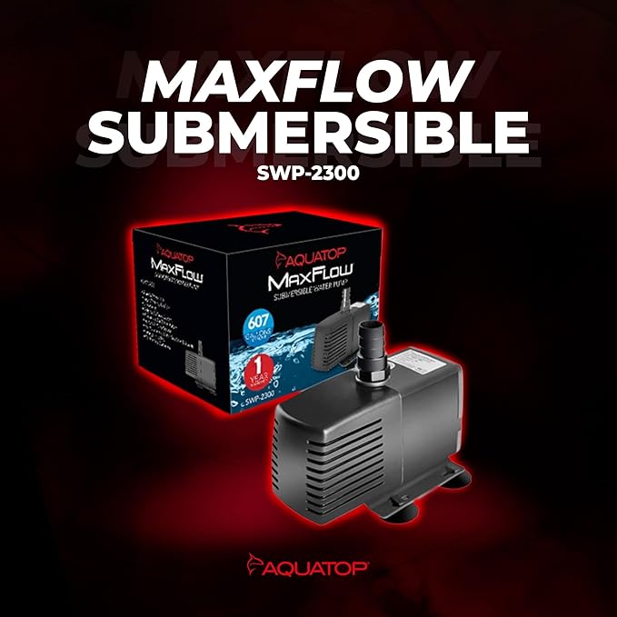 Aquatop MaxFlow Submersible Aquarium Pump, 607 GPH – Adjustable Flow for Fish Tanks, Sumps & Statuary – Quiet & Efficient Water Circulation - SWP-2300