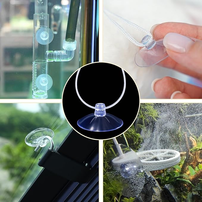 50PCS Aquarium Suction Cups, 25mm Small Suction Cups and 70PCS Zip Tie Aquarium Plant Holder Suctions Cup for Binding Aquariums Plant Holder Fishes Tanks Plants Moss Shrimp Nest Landscape Fixation