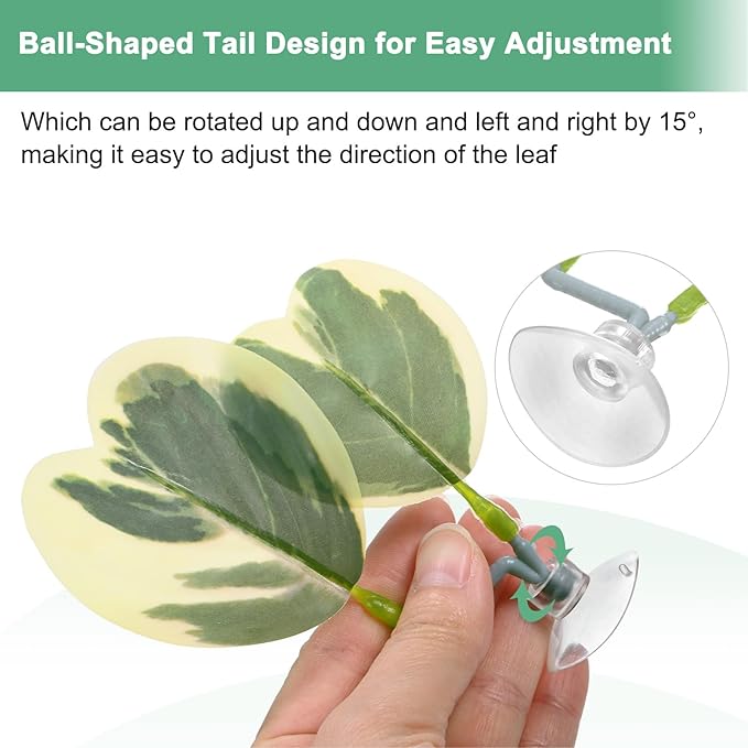 M METERXITY 2-Pack Betta Fish Leaf Pad, Hammock Plant Leaf Pad, Realistic Resting Fish Rest Bed for Fish Tank Decorations/Aquarium Accessories/Breeding [Green and White, Grape Leaves-Shaped]