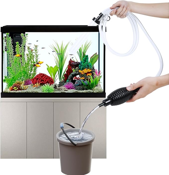Aquarium Gravel Vacuum Cleaner, Fish Tank Water Changer, Hand Pump Siphon (5ft)