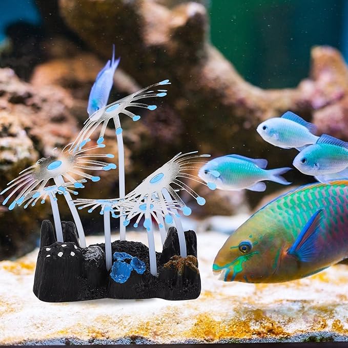 Artificial Fluorescent Anemone Plastic Aquariums Plant Aquarium Décor Plastic Plants Glowing Anemone Tanks Plant Artificial Anemone Coral Accessories