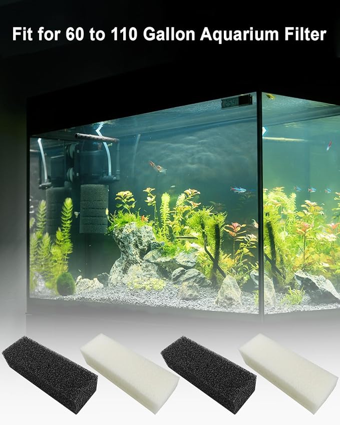 OCHIKI 4 Sets Aquarium Tank Filter Maintenance Kit Fit for AquaClear 110, Three-Stage Filtration Tank Carbon Filter & Foam Filter & Ceramic Rings & Bags for 60 to 110 Gallon Aquariums