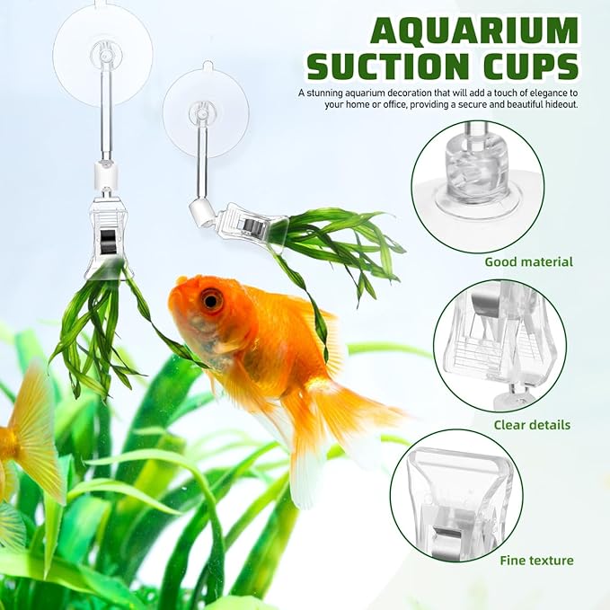 Garneck 3 Pcs Aquarium Suction Cup Clips 4.5 Inch Fish Tank Veggie Clips Adjustable Angle Suction Cups for Holding Filters Lights Accessories